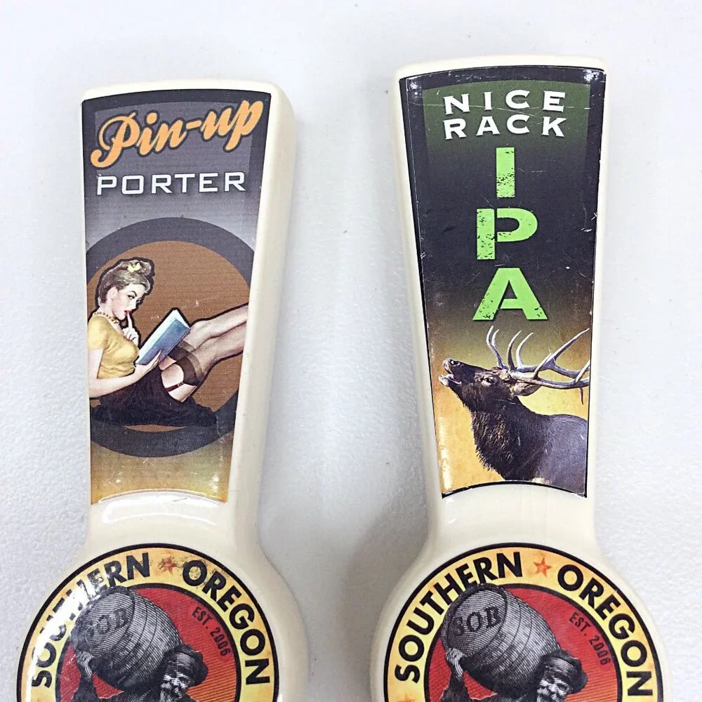 Lot of 2‎ Southern Oregon Brewing Tap Handle Pulls Pin Up Porter Nick Race IPA